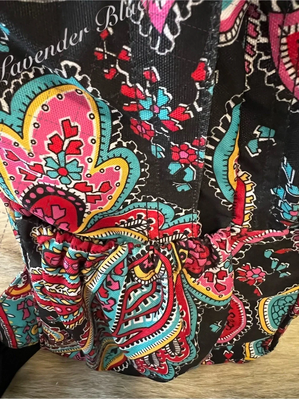 VERA BRADLEY Parisian Paisley 2015 Essential Backpack Reactive Black Red Blue